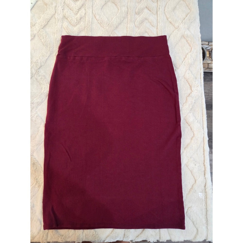 Double Take Burgundy Maroon Elastic Waist Stretchy Pencil Skirt Medium